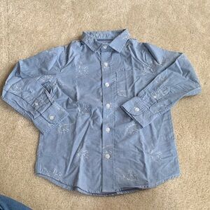 Cat & Jack Light Blue Button Down Shirt with Dinosaur Print